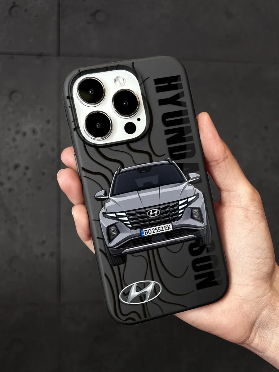 Чохол iPhone з малюнком Hyundai Tucson і номером